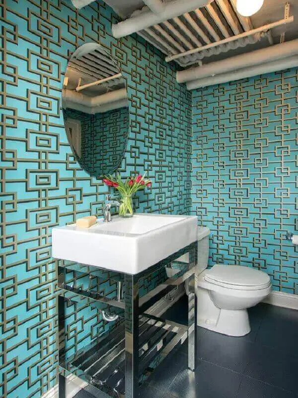 Papel de parede para lavabo com estampas geométricas