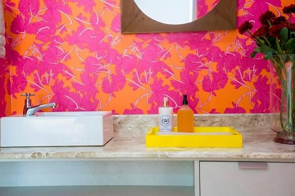 Papel de parede para lavabo rosa