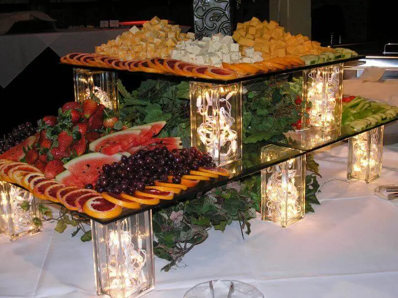 decoração de mesa de natal de frutas com folhagens e pisca pisca Foto Air Freshener