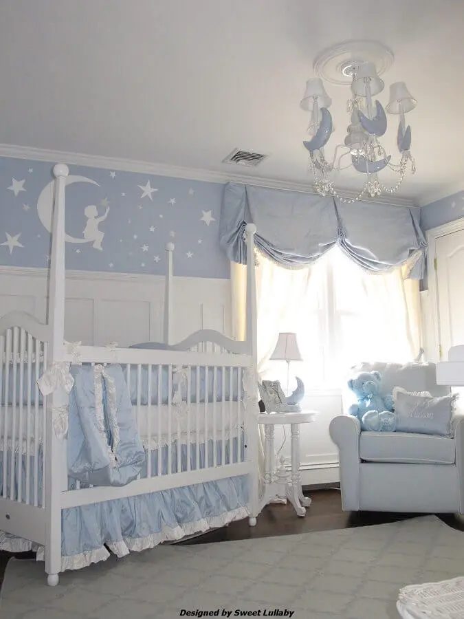 lustre para quarto de bebê masculino azul e branco com adesivo de parede Foto Air Freshener