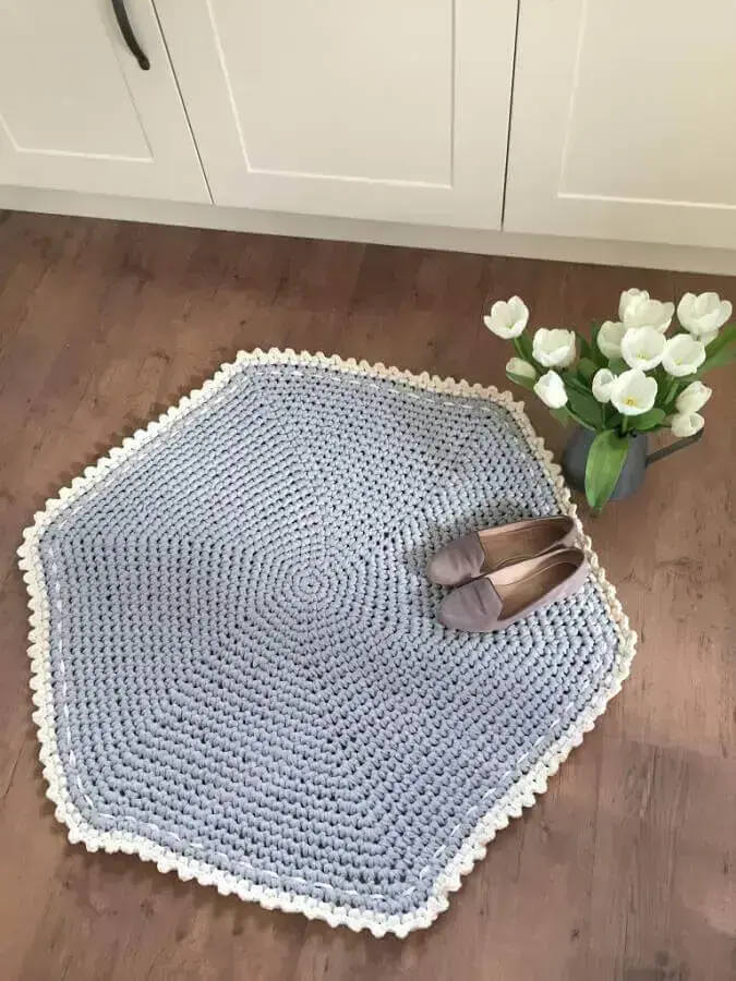 modelo de tapete de crochê simples com formato diferente Foto Love Crochet