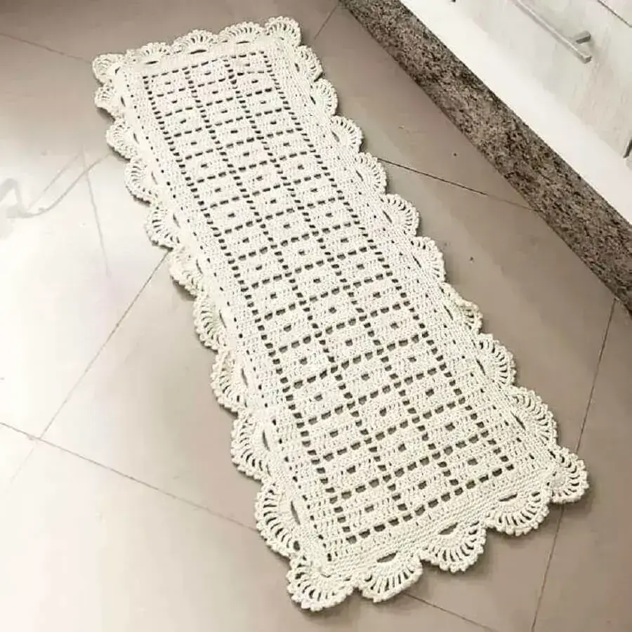 modelo de tapete de crochê simples em formato de passadeira Foto Meu Crochê