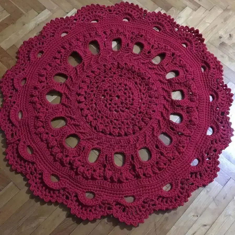 modelo simples de tapete de crochê redondo Foto Dicas de Mulher