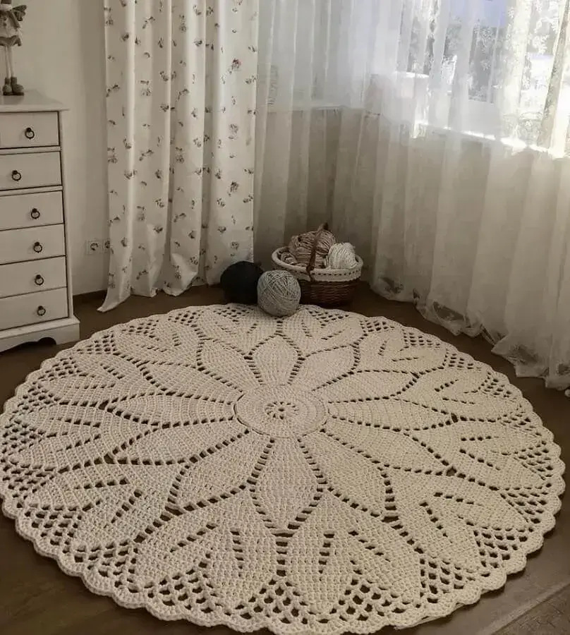 modelo simples de tapete de crochê redondo Foto Lankava