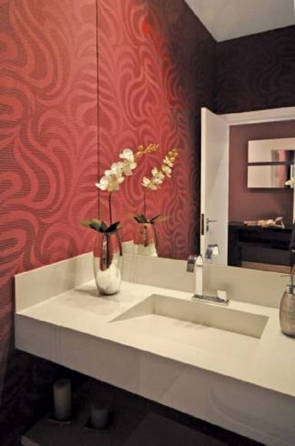 papel de parede para lavabo vermelho
