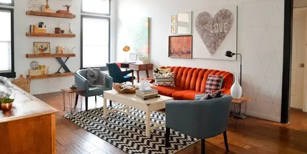 Decoração vintage para sala de estar