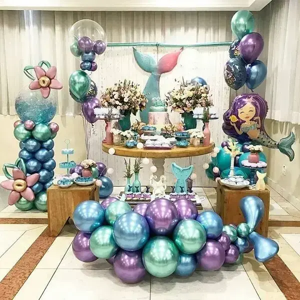 Birthday party with the theme of the Little Mermaid