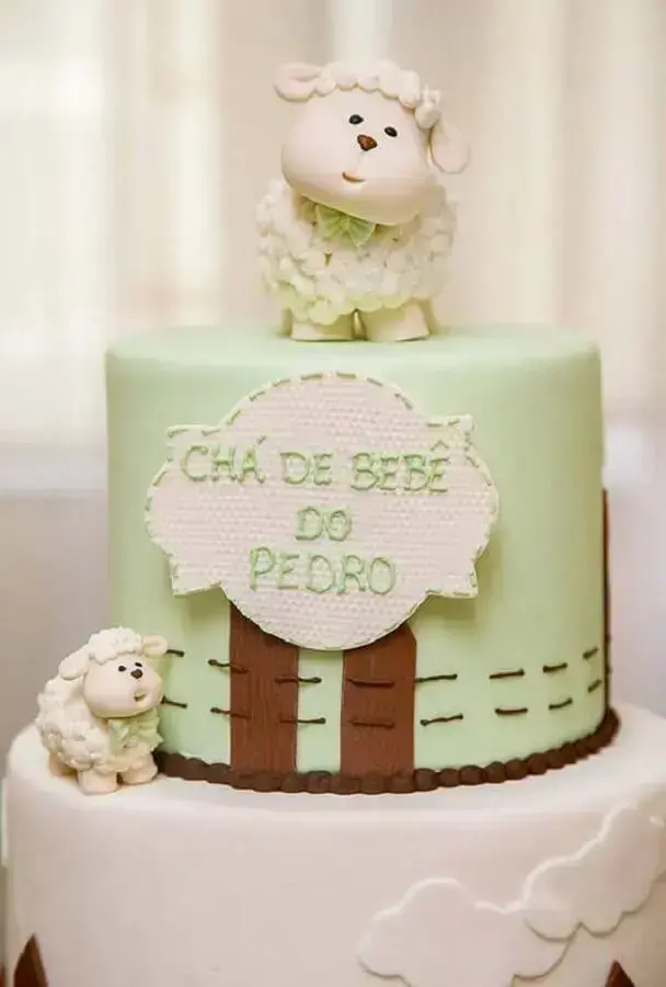 bolos decorados com pasta americana para chá de bebê Foto Gestação Bebê