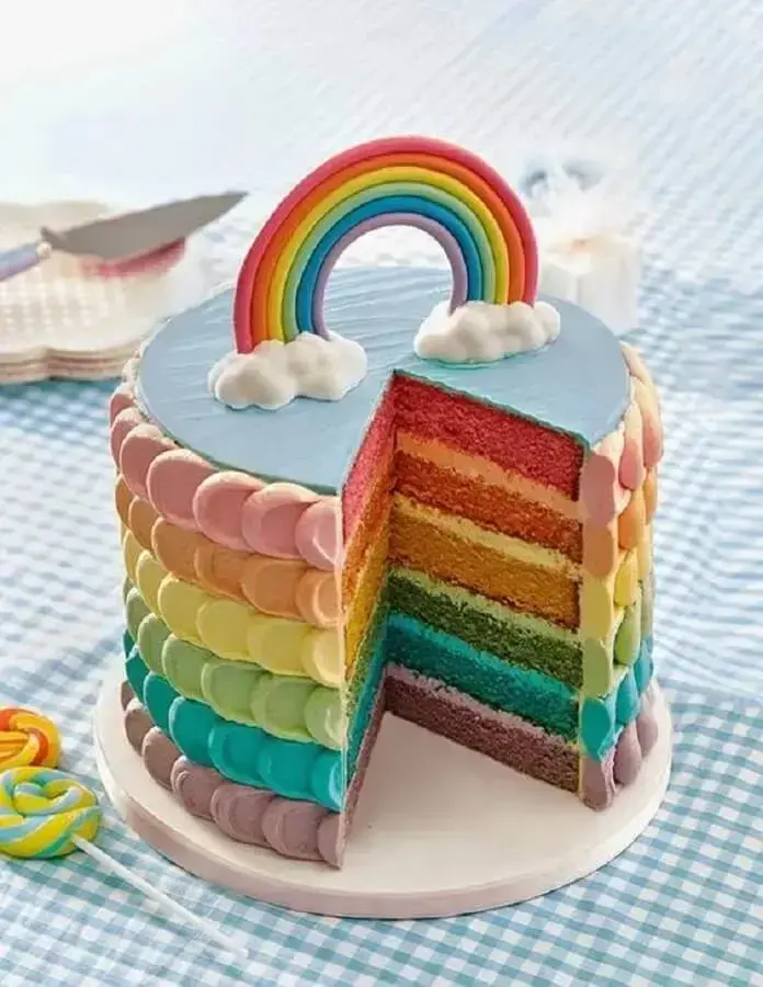 cakes decorated with a rainbow theme Foto Pinterest