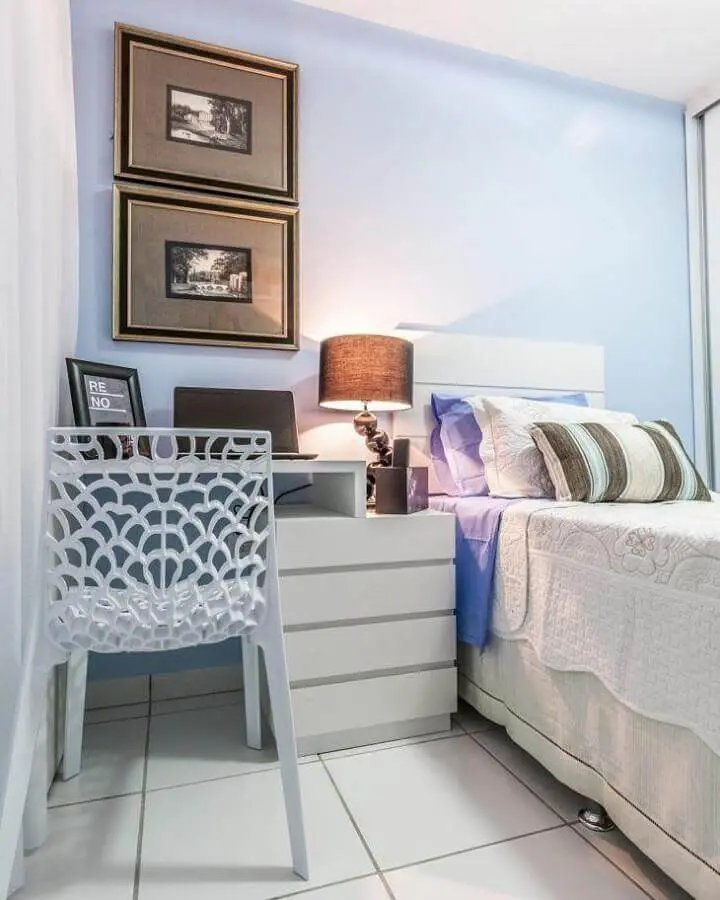 decoração clean para quarto azul e branco Foto Renove Projetos