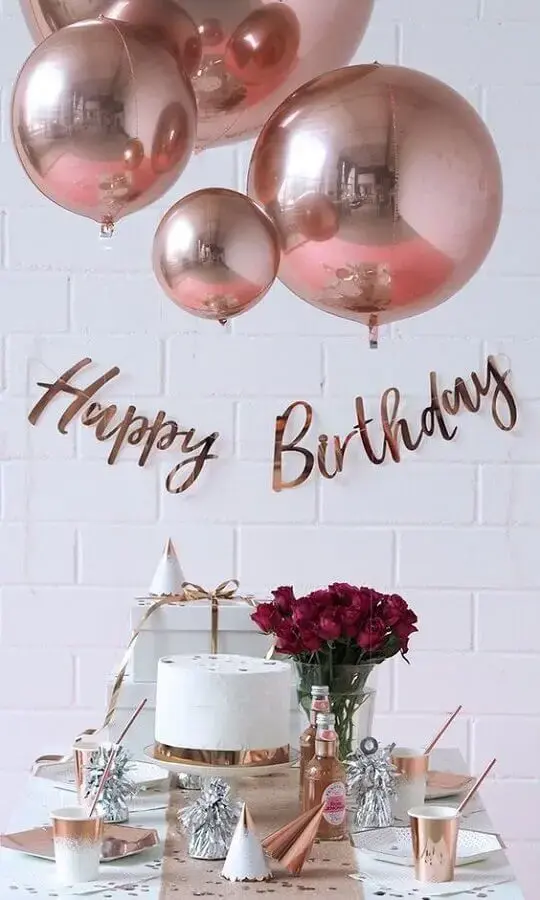 decoração rose gold para festa de aniversário Foto Birthday Organization