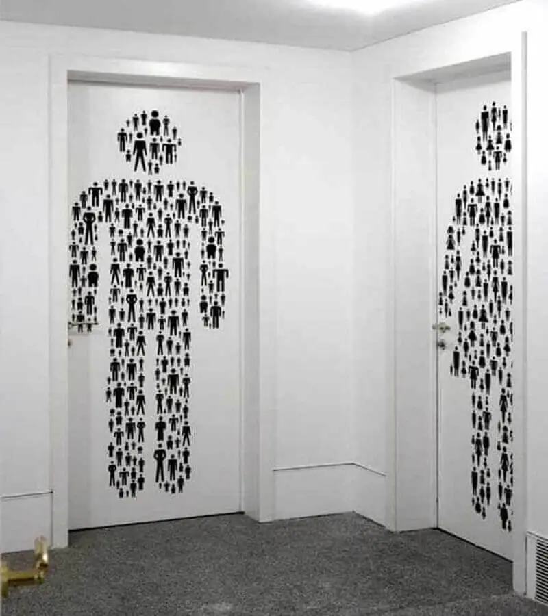 modelo de adesivo para porta de banheiro masculino e feminino Foto Está Bueno