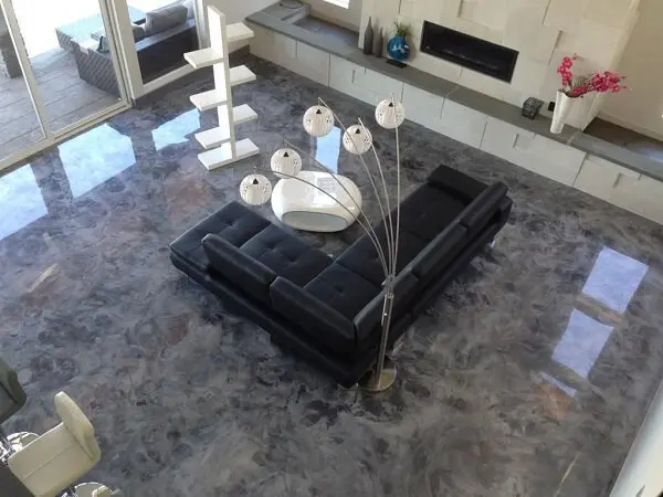 Piso 3D que imita pedra aplicado na sala de estar