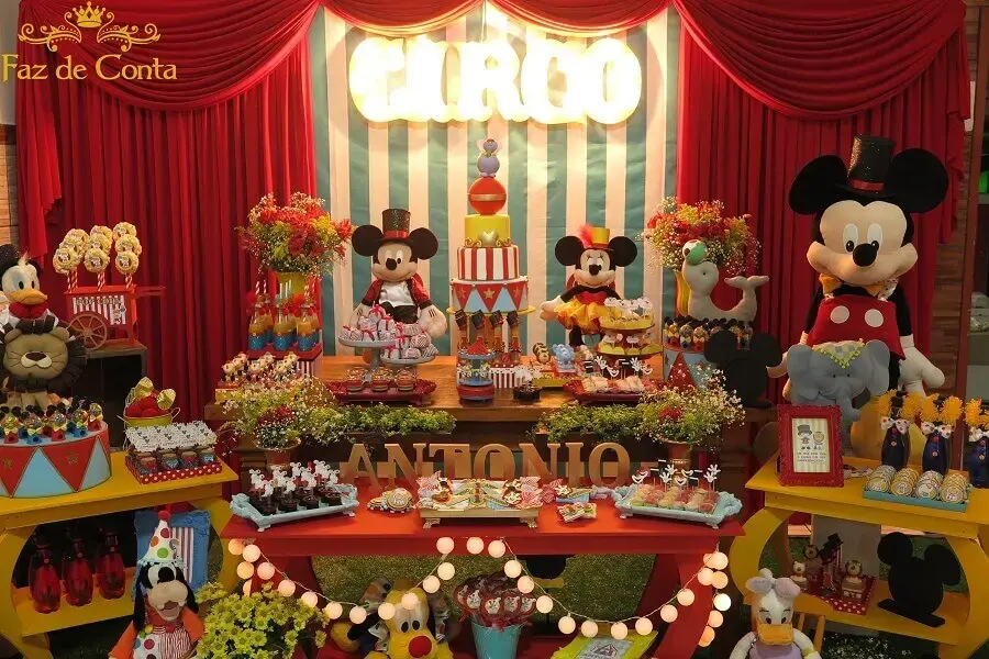 decoração festa circo do mickey Foto Faz de Conta Artesanato e Decoração
