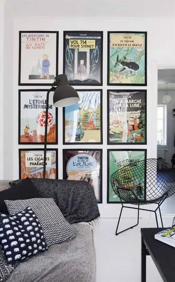 dicas de decoração para parede com vários quadros Foto Pinterest