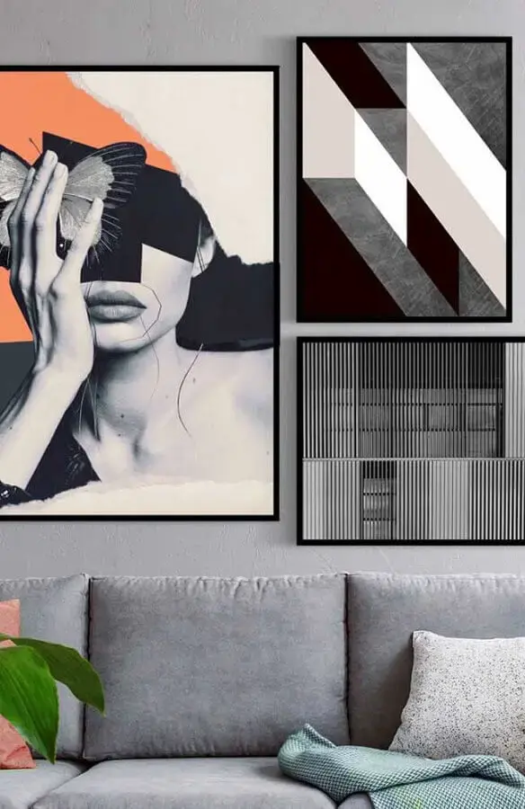 dicas de decoração para casa moderna com quadros grandes Foto Pinterest