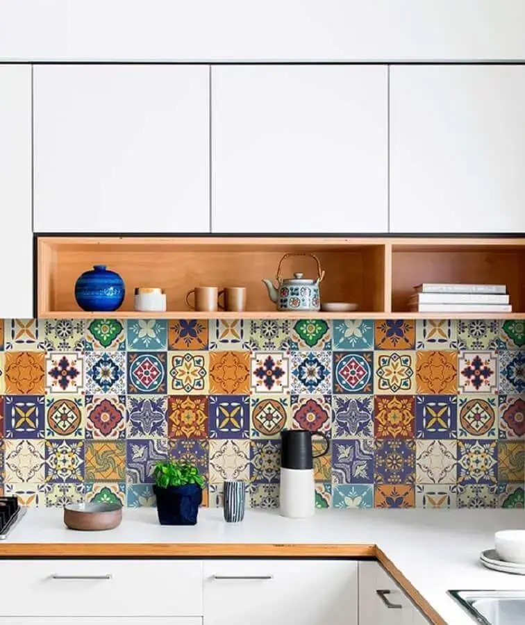 dicas de decoração para cozinha com ladrilho hidráulico Foto Pinterest