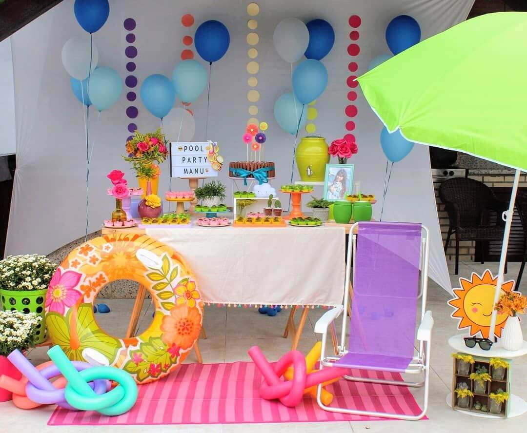 Convite para festa infantil Pool Party Menina - Fazendo a Nossa Festa