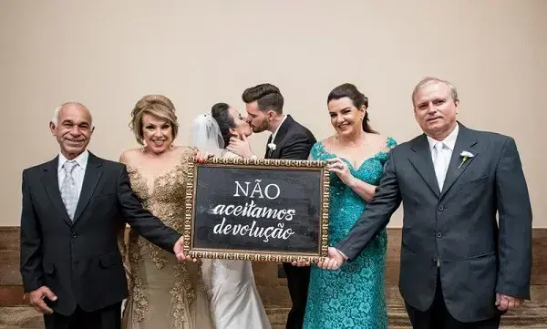 Funny wedding plaques with the phrase "We do not accept returns"