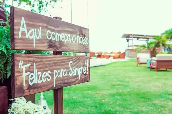 Wedding signs made of wood for party entrance
