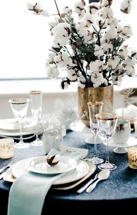 arranjo de mesa para bodas de algodão Foto Fanny Soulier