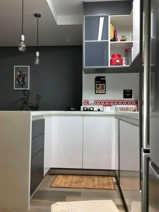 decoração clean para cozinha pequena com móveis planejados Foto Pinterest