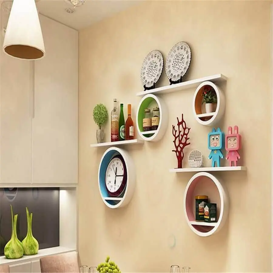 decoração com prateleiras e nicho redondo branco Foto DIY Home Decor Ideas
