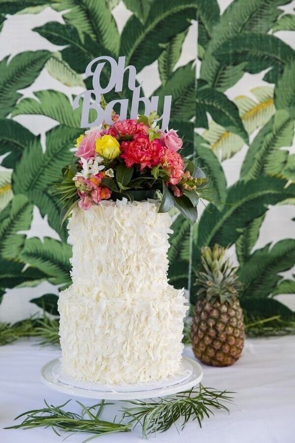 modelo de bolo festa na piscina decorado com flores Foto Party with Lenzo