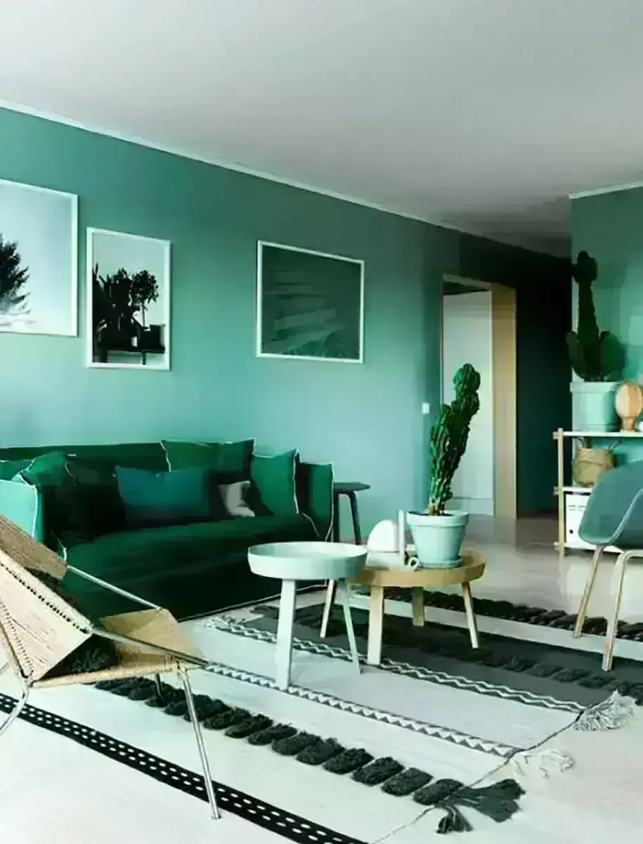 tons de verde para decoração de sala de estar