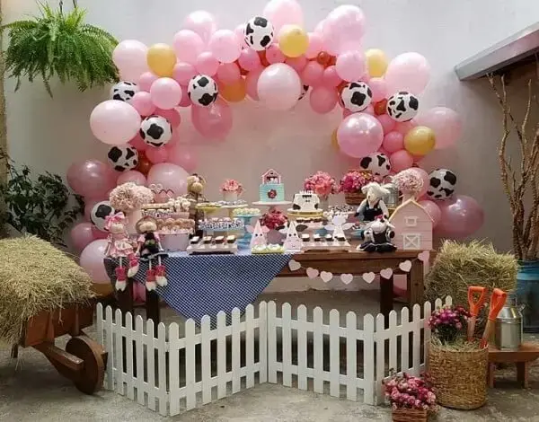 Farm girl party decoration full of details