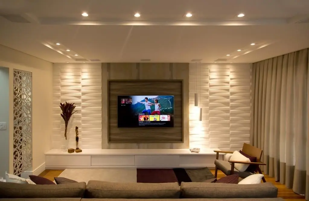 Home para sala - home theater com painel 3d para tv