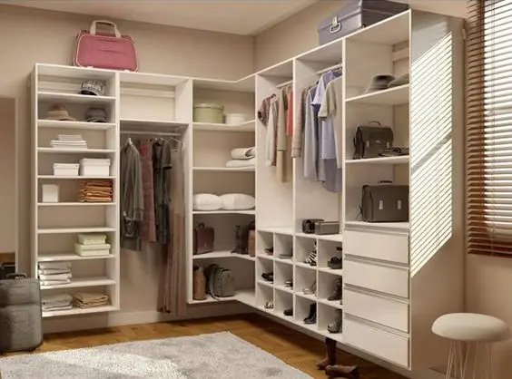 armário de canto - módulo de closet branco grande