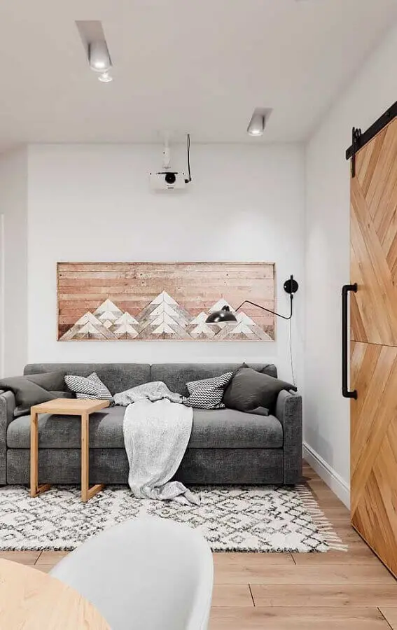 decoração estilo escandinava para sala com quadro tumblr de madeira Foto MyHome