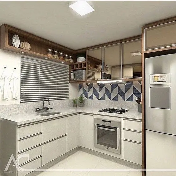 eletrodomésticos para cozinha - cozinha branca e marrom com disposição de eletrodomésticos