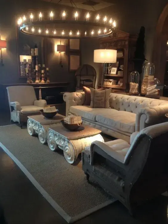 sofá chesterfield - sala de estar com sofá chesterfield branco 