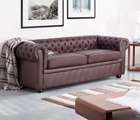 sofá chesterfield - sala de estar com sofá chesterfield simples de couro