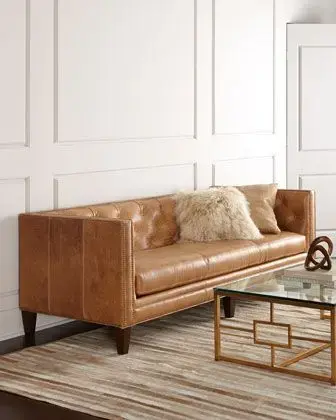 sofá chesterfield - sofá chesterfield marrom de couro moderno 