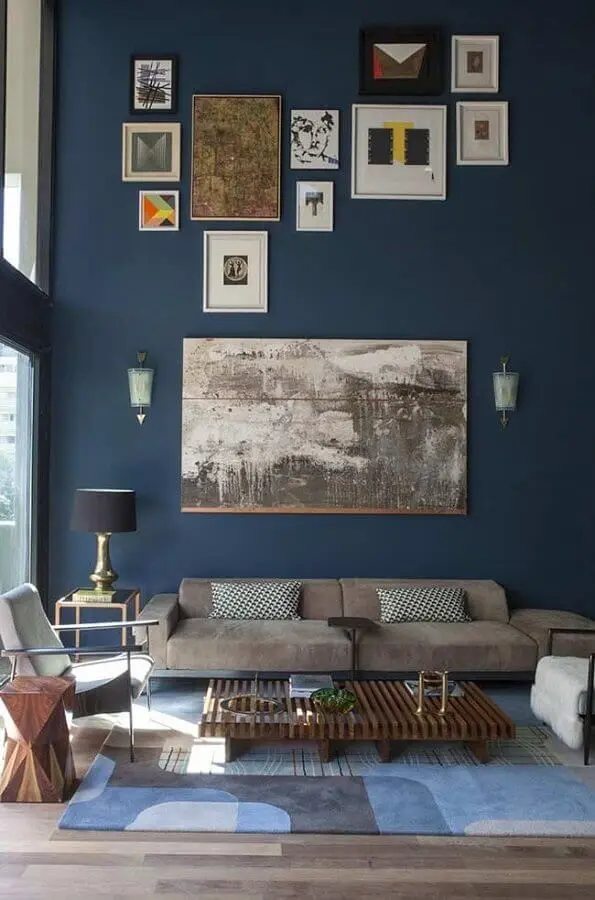 tinta de parede azul petróleo para sala Foto Pinterest