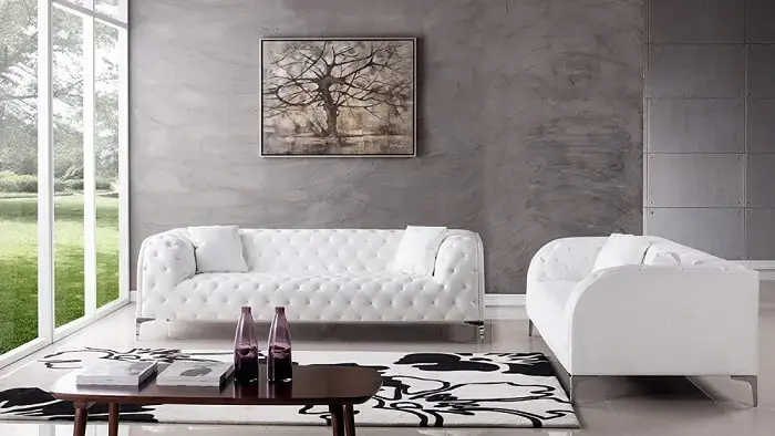 Tecido para sofá de couro branco para decoração minimalista