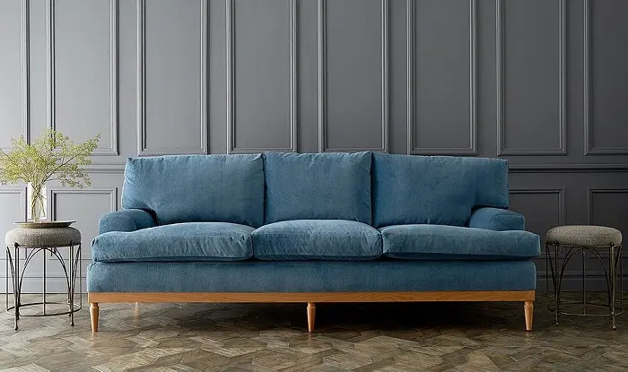 Tecido para sofá de veludo azul