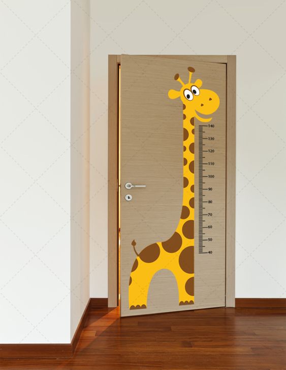 adesivo de porta - porta com adesivo de girafa 
