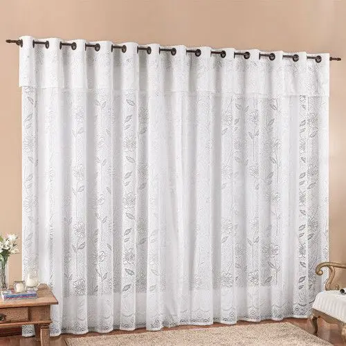 cortina de renda - cortina de renda branca decorada 