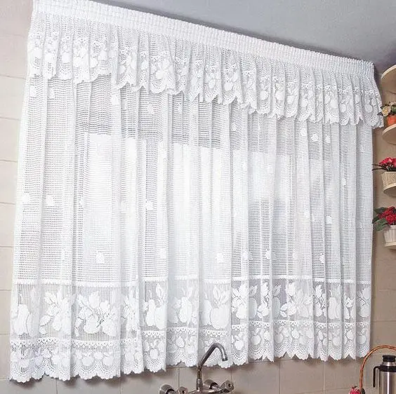 cortina de renda - cortina de renda com babado 