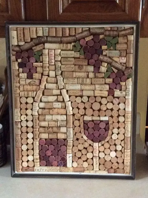 cortiça - quadro de vinho com rolha de cortiça 