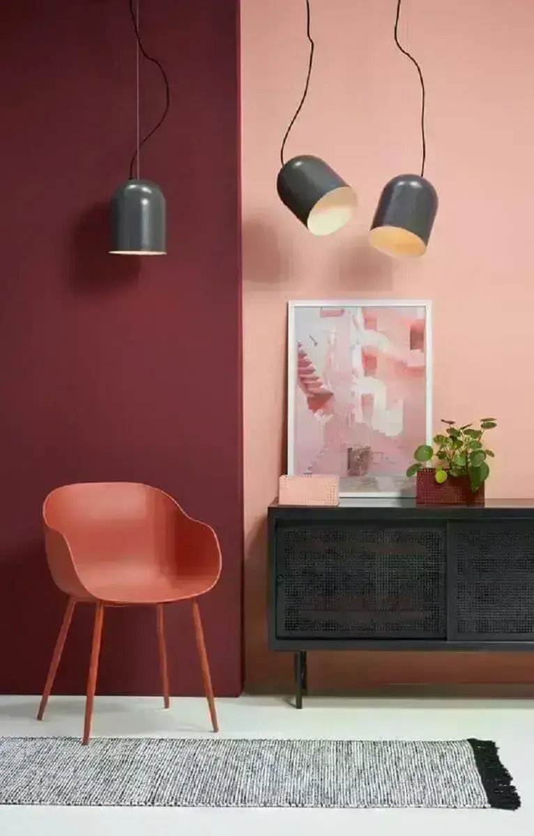 decoração com paleta de cor marsala para sala moderna Foto Pinterest