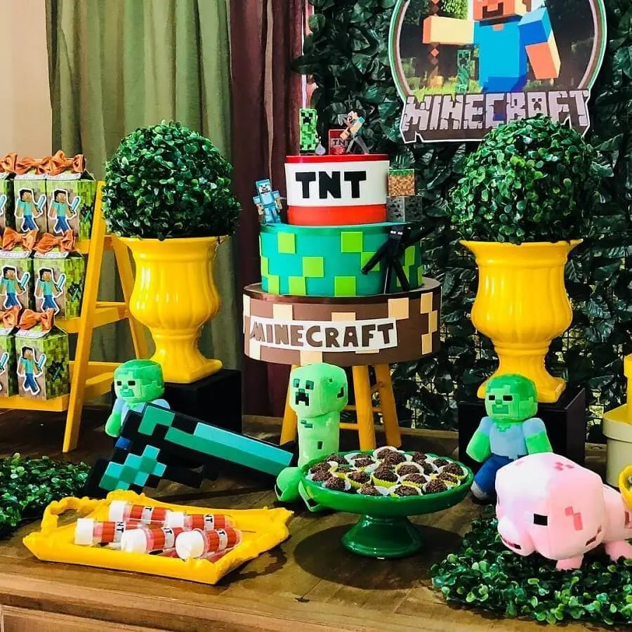 decoração festa minecraft - tema de aniversário para menino Foto Mil Dicas de Mãe