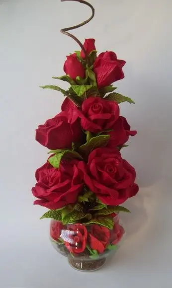 flores artificiais para decoração - arranjo de rosas vermelhos 