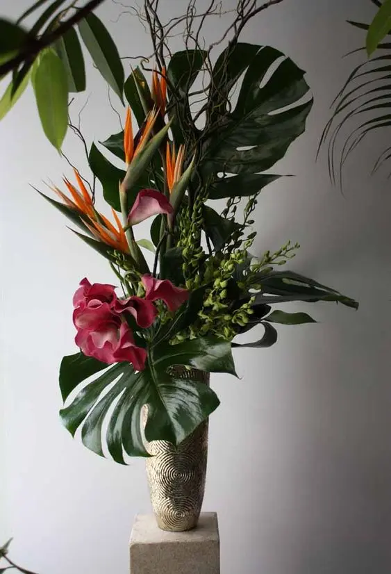flores artificiais para decoração - arranjo tropical 