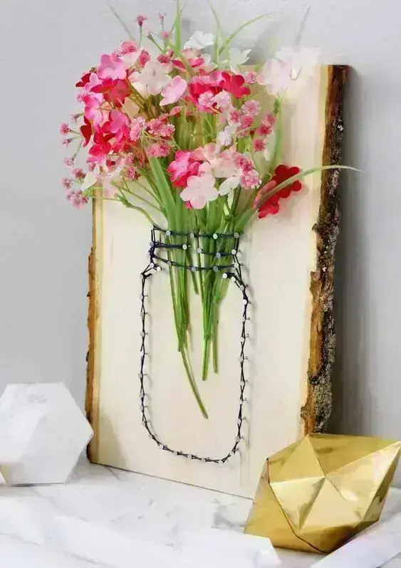 flores artificiais para decoração - quadro rústico com flores artificiais 