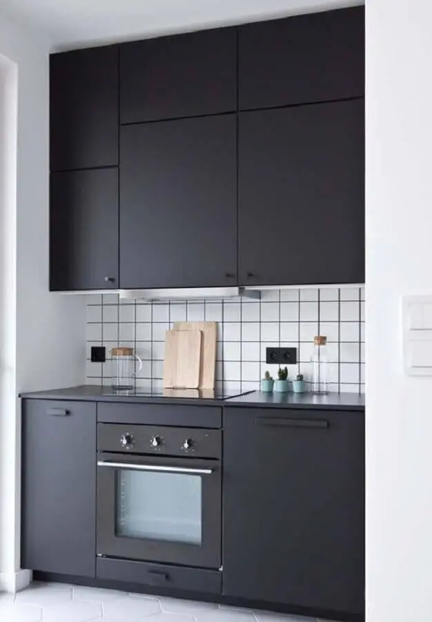forno elétrico embutir para cozinha preta moderna com acabamento fosco Foto Decoração de Casa